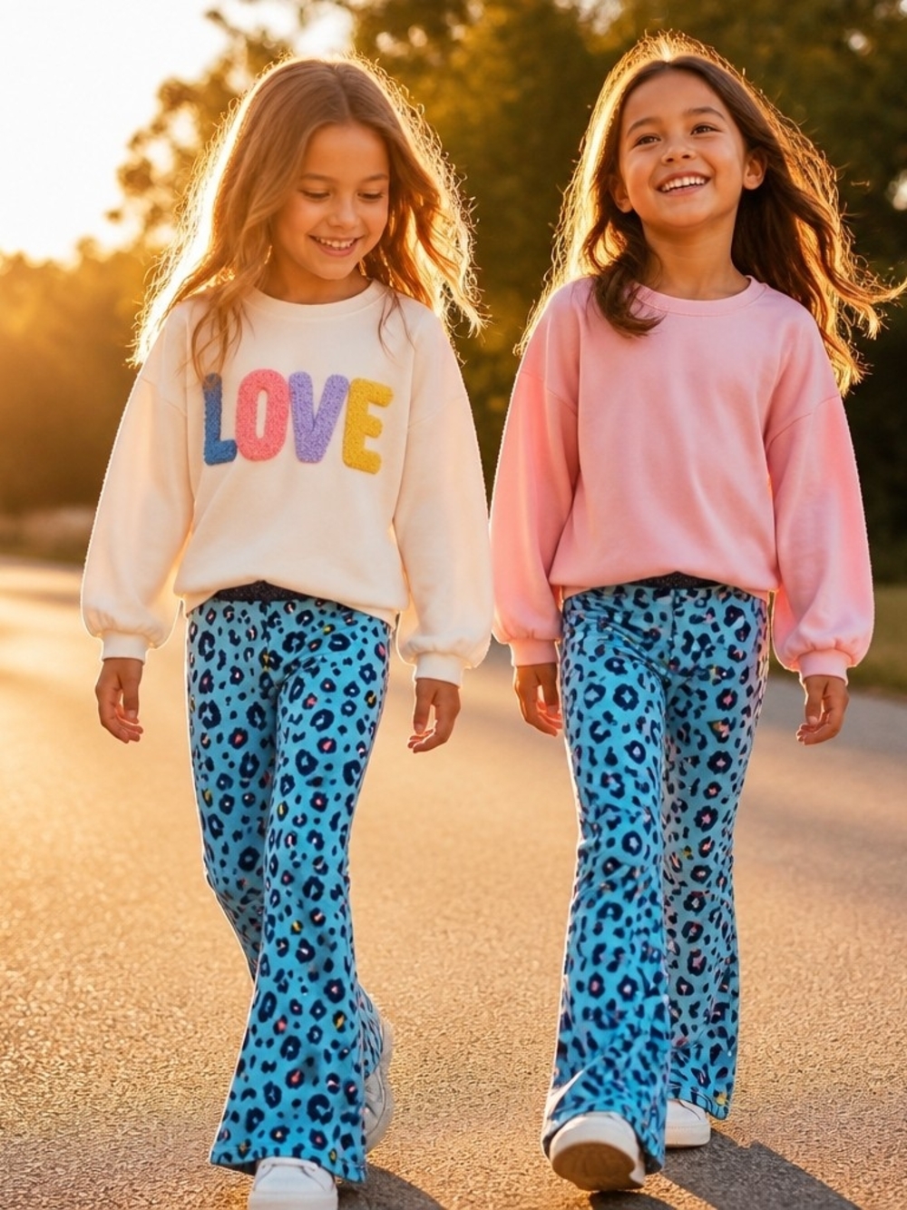 Garanimals Blue Leopard Print Flare Leggings with Black and Pink Accents